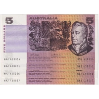 1974 $5 Note Australia Consecutive Run of 4 Phillips/Wheeler R205 good EF