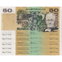 1976 $50 Note Consecutive Run of 5 Gothic Centre Knight/Wheeler R506A about Unc