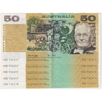 1979 $50 Note Consecutive Run of 5 Knight/Stone R507 about Unc