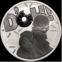 Tuvalu 2018 Silver 1 Dollar  Homer Simpson - Doh