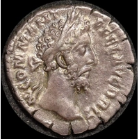 Ancient Rome (Imperial) 186/7 CE Commodus Silver Denarius Virtus RIC 160 good VF