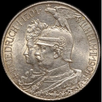 German States (Prussia) 1901 Silver 2 Mark KM# 525 Uncirculated