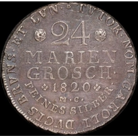 German States (Brunswick-Wolfenbuttel) 1820 Silver 24 Mariengroschen KM# 1088 about Unc