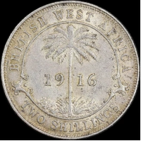 British West Africa 1916 Silver Two Shillings KM# 13 Extremely Fine