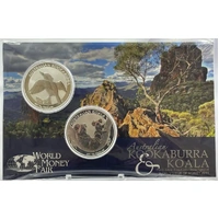 2011 Silver 2 x 1 Oz Uncirculated Koala and Kookaburra WMF Coin Show Special