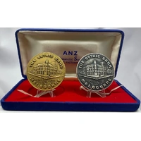 1975 Silver Oxidised and Gilded Medal Pair ANZ/Numismatic Society Melbourne