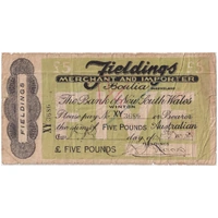 Fieldings (Boulia) 1935 Five Pounds Private Trader's Note about Fine