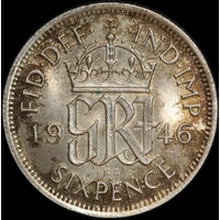 1946 Silver Sixpence George VI S# 4084 Uncirculated