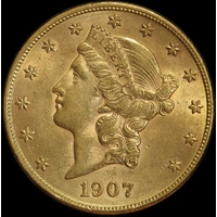 United States 1907-S Gold 20 Dollar Double Eagle good EF