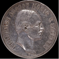 German States (Saxony-Albertine) 1907 Silver 5 Marks KM# 1266 Very Fine