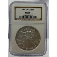 United States 2008 Silver 1oz Eagle NGC MS69