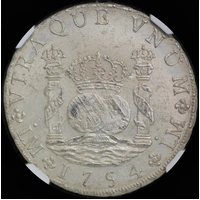 Peru 1754 Silver 8 Reales Calico# 457 NGC MS62