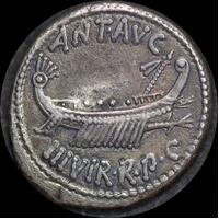 Marc Antony 32BC Silver Denarius Syd# 1216 Extremely Fine