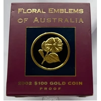 2002 Gold 100 Dollar Gold Proof Coin Floral Emblems Sturt Desert Pea