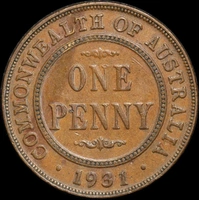 1931 Penny Indian Obverse Dropped 1 Reverse about VF