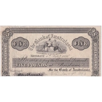 Bank of Australasia (Brisbane) 1893 5 Pound Part Printer's Proof MVR# 2b about VF