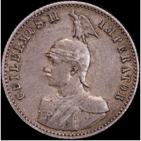 German East Africa 1909-A Silver 1/2 Rupien KM# 9 Extremely Fine