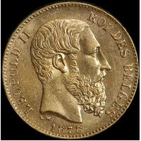 Belgium 1878 Gold 20 Francs KM#37 Uncirculated
