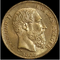 Belgium 1882 Gold 20 Francs KM#37 Uncirculated