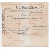 Van Diemen's Land Commissariat Office Bill of Exchange 1833 John Dunn for Two Hundred Pounds
