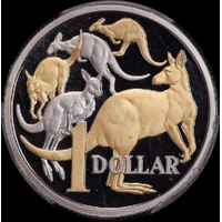 One Dollar 2014 Gold-Plated Copper-Nickel Proof Coin Mob of Roos PCGS PR69DCAM