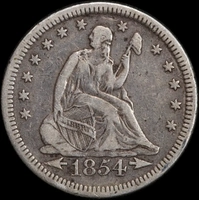 United States 1854 Silver Quarter KM# 81 Very Fine
