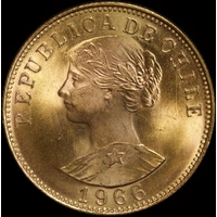 Chile 1966 Gold 50 Pesos KM#169 Uncirculated