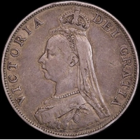 1890 Silver Double Florin Victoria S#3923 about VF