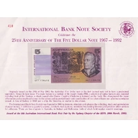 1992 Five Dollar Note 25th Anniversary International Bank Note Fair Sydney