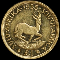 South Africa 1955 Gold Pound KM#54 good EF