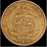 South Africa 1898 Gold Pond KM#10.2 about VF