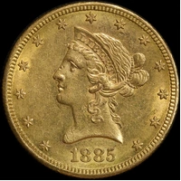 United States 1885-S Gold 10 Dollars Liberty Eagle good EF