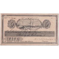 George Palmer Ball ca 1849 £5 Sight Note Proof Mounted on Card