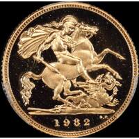 Great Britain 1982 Gold Proof Half Sovereign in Presentation Case