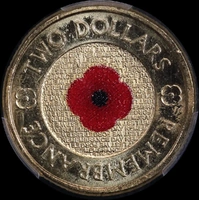 2023 Coloured 2 Dollar Remembrance Red Poppy PCGS MS65