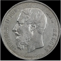 Belgium 1873 Silver 5 Francs KM# 24 Extremely Fine