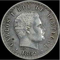 Portugal 1892 Silver 500 Reis KM# 535 good VF