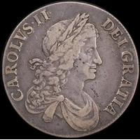 1664 Silver Crown Charles II S#3355 good Fine