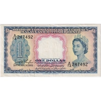 Malaya British Borneo 1953 1 Dollar P#1 Extremely Fine 