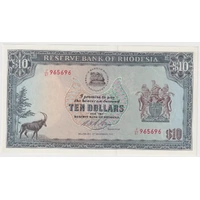Rhodesia 3.12.1975 10 Dollars  Pick#33b Uncirculated
