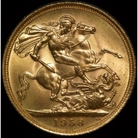 1958 Gold Sovereign Elizabeth S#4124 Uncirculated