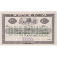 Western Australian Bank (Perth) 18-- 1 Pound Unissued Specimen Note MVR#3C Uncirculated