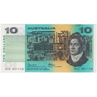 1985 $10 Note Johnston/Fraser MAC Last Prefix R309L about Unc