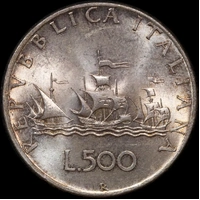Italy 1958 Silver 500 Lire KM# 98 Uncirculated