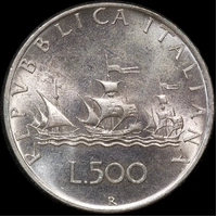 Italy 1959 Silver 500 Lire KM# 98 Uncirculated