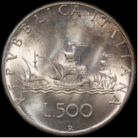 Italy 1967 Silver 500 Lire KM#98 Uncirculated