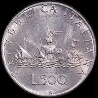 Italy 1961 Silver 500 Lire KM#98 Uncirculated