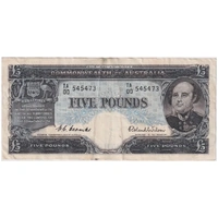 1954 Five Pound First Prefix TA/00 Coombs/Wilson R49F Fine