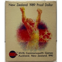 New Zealand 1989 Silver Proof 1 Dollar KM# 67a Commonwealth Games