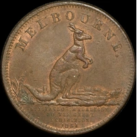 WJ Taylor Copper Halfpenny Token ca 1854 A# 573 good EF